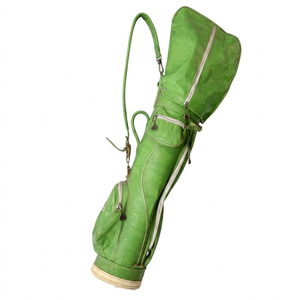 Sacs de golf en cuir imperméable pour hommes et femmes, de haute qualité, personnalisés, en toile vintage et en cuir vert. - Product Image 1