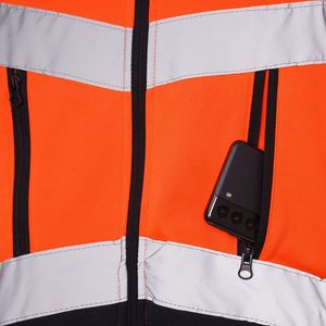 EN ISO 20471 Hi Vis Winter Work Hoodie <b>Orange</b> Black Safety <b>Sweatshirt</b> Reflective Tape Zipper Pockets Pullover Custom High Vis PP - Product Image 5