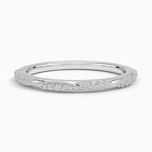 Anillo de Boda Delicado con Diseño de Espiral de Diamantes, Anillo Apilable Curvo de Oro Sólido, Anillo Minimalista con Pavé para Aniversario, Regalo - Product Image 3