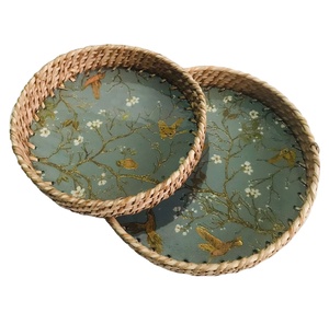 Plateau de service en bois d'acacia naturel écologique au design moderne, style américain, pour la maison, la cuisine, le bureau, la vaisselle, le rangement des bijoux et des aliments - Product Image 1
