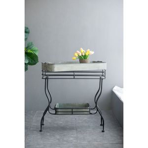 Tavolino da Esterno Maggie Zincato 32x15x31, Resistente alle Intemperie per Patio o Giardino - Product Image 1
