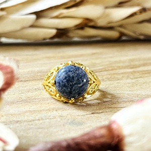 Unique Design Boho Lapis <b>Ring</b> Ethnic Brass <b>Ring</b> Women 18k Gold Plated Vintage Filigree Jewelry <b>Dainty</b> Cocktail Wholesale/OEM/ODM - Product Image 2