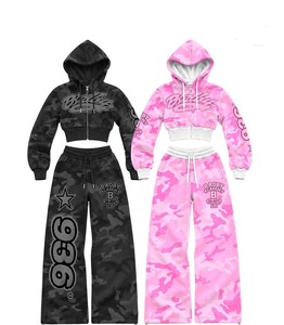 2026 Custom Logo <b>Women</b> <b>Velour</b> <b>Tracksuit</b> Full Zip Striped Hooded Crop Jacket Pants Set TAHAD Casual Sweatshirt Outfit - Product Image 3