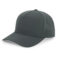 Topi Baseball Unisex Puff Print Warna Solid Berlubang Laser Bernapas Dapat Disesuaikan 5-Panel Kanvas Outdoor Musim Semi Musim Panas Kasual Dewasa