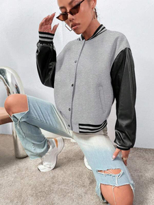Veste de baseball courte premium pour femme, style universitaire, décontractée, 100 % laine, cuir, coupe-vent, respirante, vente en gros OEM - Product Image 5