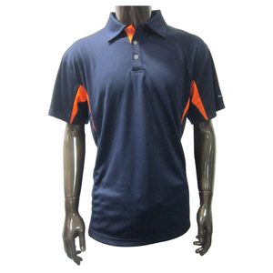 Men's <b>Navy</b> <b>Blue</b> Sports <b>Polo</b> <b>Shirt</b> Orange Contrast Side Panels Performance Dry Fit Short Sleeve Golf Training Tee For Outdoor - Product Image 1