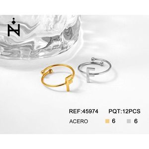 ANILLO-F Anello alla Moda in Acciaio Inossidabile con Design a Lettera F - Product Image 1