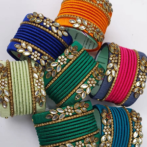 Luxurious Vintage Trendy Multi-Color Velvet Women's Cuff Bangles Customizable <b>Gold</b> Floral Embroidery <b>Bead</b> Work High Polished - Product Image 4