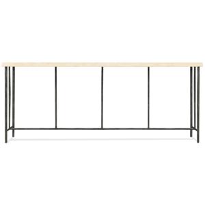 Console de salon extra longue au design moderne, plateau aspect travertin crème avec pieds en métal noir, design minimaliste - Product Image 6