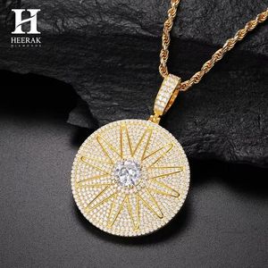 Collier pendentif rond en forme de glaçon, couleur or, avec breloque soleil, bijoux pour homme, streetwear - Product Image 2