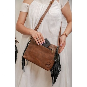 LW Handcrafted Vintage Dress Style Cowhide Fur <b>Sling</b> <b>Bag</b> Lady's Summer Fringe Leather Handbag Hand Leather <b>Bags</b> - Product Image 3