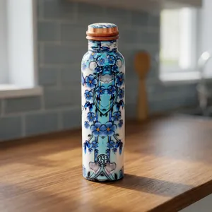 Floral <b>Copper</b> Water <b>Bottle</b> Drinkware with Lid <b>Copper</b> Water <b>Bottle</b> For Travel Office Outdoor Picnic Water <b>Bottle</b> For Adults & Kid - Product Image 2