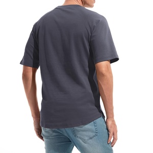 T-shirt en tricot à manches courtes pour homme, couleur gris foncé, col rond, séchage rapide, coupe classique, couleur unie, vêtement décontracté - Product Image 5