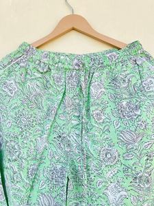 Nouvel ensemble de pyjama 100% coton à fleurs indiennes Costume de nuit en coton sauge florale - Product Image 6