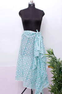 Cotton Floral <b>Sarong</b> Turquoise Beach <b>Wrap</b> Women Lightweight Summer Pareo Scarf. - Product Image 4