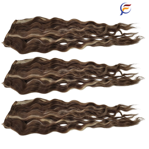 El más vendido 2025 Extensiones de cabello indonesio Blonde Highlight 100 Cabello humano Remy Máquina de trama doble en textura de cabello ondulado - Product Image 4