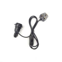 Steker UK + Sakelar On/Off 303 + Dudukan Lampu E27 Setengah Ulir + Alas Penutup Botol + Kabel Daya 1,8 Meter