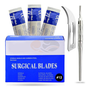 Lames de scalpel pour couteau, lames de scalpel en acier à haute teneur en carbone, lames Dermablade, emballées individuellement, stériles, scalpel réglable, numéroté - Product Image 1