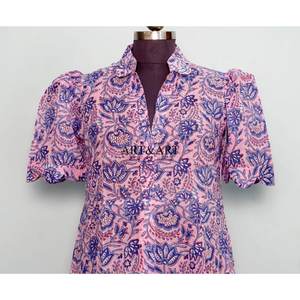 Premium Sweet Western 100% Cotton Midi Dress V-Neck Collar Comfortable Everyday <b>Wear</b> for Woman Office Shopping Vacations Use - Product Image 2