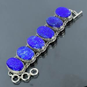 <b>Lapis</b> <b>Lazuli</b> 925 Sterling Silver Bracelet Adjustable Handmade Gemstone Jewelry Luxury Natural Stone Gift For Her - Product Image 4