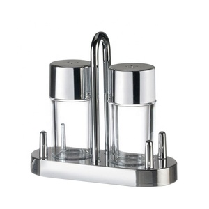 Ensemble de salières et poivrières en acrylique/plastique écologique transparent avec support - Product Image 2