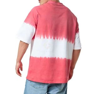 เสื้อยืดผู้ชายสีแดงขาวลายไทได ทรงหลวม ผ้าฝ้ายพรีเมียม ดีไซน์สะดุดตา เหมาะสำหรับงานเทศกาล เสื้อแฟชั่นผู้ชาย - Product Image 2