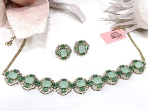 Alluring Premium Quality <b>Silver</b> Plated Classic Designer <b>Necklace</b> <b>Set</b> with Earrings for Wedding Party Function Wear Collection - Product Image 4