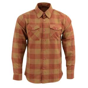 Chemise en flanelle à carreaux orange et moutarde de style rustique pour homme, finition de qualité supérieure, manches longues, chemise à boutons décontractée à carreaux - Product Image 2
