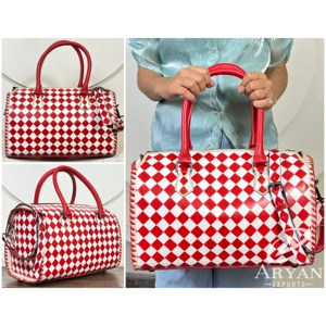 Fashion Checkered Speedy Large Women Hand Tooled Leather Crossbody Handbags Travel Tote Big Capacity Designer Everyday Use <b>Purse</b> - Product Image 1