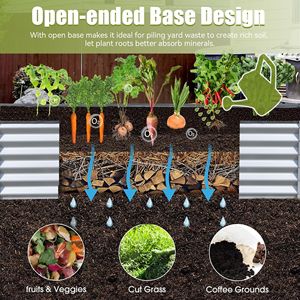 Large 6x3x1.5ft Galvanized Metal <b>Planter</b> Box Outdoor Raised Garden Bed Garden Supply for Growing <b>Vegetables</b> and Fruits - Product Image 6