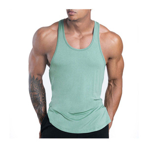 Men Eco-Friendly Tie-Dyed Solid Color Knitted Tank Top O-Neck Casual 100% Cotton Athletic Fit Workout Vest Stretchable - Product Image 4