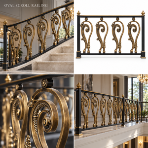 Rampe ovale en bronze à motifs courbes pour escaliers et balcons, balustrade et main courante métalliques - Product Image 5
