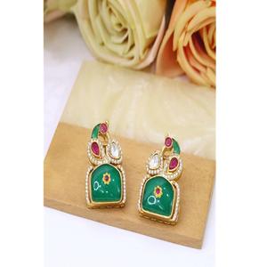 Elegantes Pendientes de Latón Chapado en Oro con Moissanita de Primera Calidad, Hermosos Pendientes Kundan para Mujeres y Niñas, Ideales para Bodas y Fiestas - Product Image 1