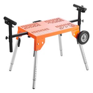 Supporto da banco per falegnameria con capacità di carico di 150 kg e supporto mobile pieghevole in acciaio per seghe a troncare - Altezza regolabile - Product Image 1