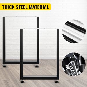 Set di 2 gambe per tavolo da pranzo in acciaio resistente, design quadrato a sezione a scatola 28x24x3.1 pollici, altezza 28 pollici, larghezza 24 pollici, spessore 3.1 pollici - Product Image 2