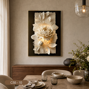 Peinture florale abstraite haut de gamme, art mural moderne en verre trempé fait main, miroir, cadre personnalisable, modèle C55-10, élégant pour la maison - Product Image 2