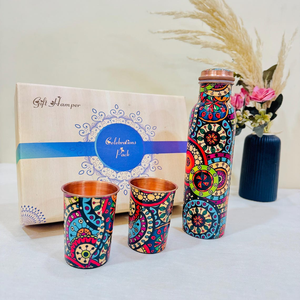 Ensemble de 2 gobelets en cuivre à motifs bohèmes, peints à la main, vaisselle artistique, décoration écologique pour la maison - Product Image 3
