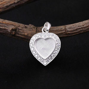 Handmade Solid 925 Silver 10mm Heart Blank Bezel Charm Pendant Setting Zircon Resin Breastmilk DIY Keepsake Jewelry Findings - Product Image 1