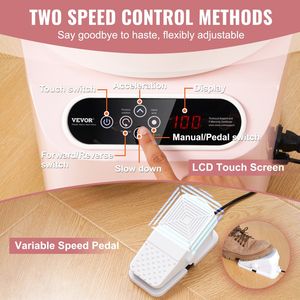 Máquina eléctrica de rueda de cerámica de 11 pulgadas y 450W, herramientas de modelado de rueda de cerámica de accionamiento directo, cerámica de pantalla táctil LCD rosa para manualidades DIY - Product Image 4