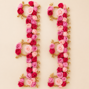 Guirnalda Floral Artificial Hecha a Mano con Rosas Rosadas y Anillo Dorado de Acrílico para Decoración de Bodas y Hogar Festivo - Product Image 6