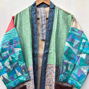 Robe légère style sari, colorée, pour la plage ou les loisirs, en soie, kimono de demoiselle d'honneur, col en V, prix de gros - Product Image 1