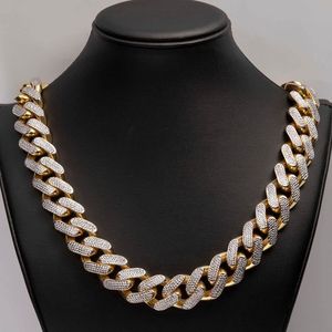 Chaîne cubaine en moissanite pour femme, style hip-hop, plaquée or 14 carats, collier serti de pierres - Product Image 1