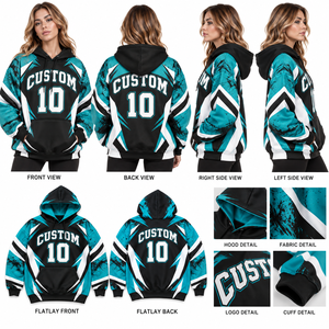 Sudadera con Capucha Personalizada para Mujer, Sudadera con Bloques de Color y Estampado de Letras, Chaqueta con Capucha y Bolsillo para Uso Casual - Product Image 6