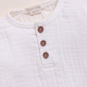 Organic Milk & Cocoa Whispers Premium Quality Baby Clothing Set Long Sleeve Henley Tshirt & Lounge Pant Made From Organic Muslin - Product Image 4