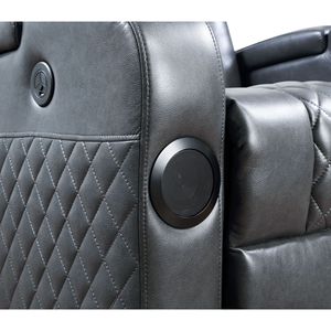 Alair Power Motion Recliner in pelle grigio scuro serie Aire con caricatore Bluetooth Wireless Cupholder - Product Image 5