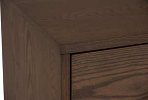 Mid-Century Modern Bed Side <b>Table</b> with Tapered Legs and <b>Walnut</b> Wood Grain Finish for Luxury Master Bedroom - Product Image 5