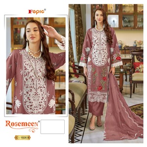 Elegante colección de invierno Lujoso confort Hecho a mano Organza <span class=keywords><strong>Shalwar</strong></span> <span class=keywords><strong>Kameez</strong></span> Traje con bordado Dupatta Dull Santoon Fabric - Product Image 2