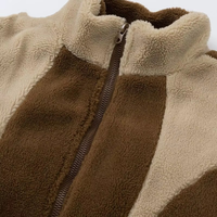 Veste d'hiver unisexe surdimensionnée à col montant en polaire sherpa bicolore respirante et de haute qualité, fermeture éclair intégrale, très vendue