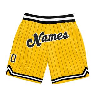 Pantalones Cortos de Béisbol Sublimados Personalizados, con Franjas Amarillas, para Entrenamiento, Transpirables, de Malla, para Deportes y Gimnasio - Product Image 1