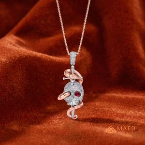 Collier pendentif en moissanite plaqué or rose, design tête de serpent, bijoux de mode pour femmes et hommes, style joaillerie fine de New York - Product Image 2